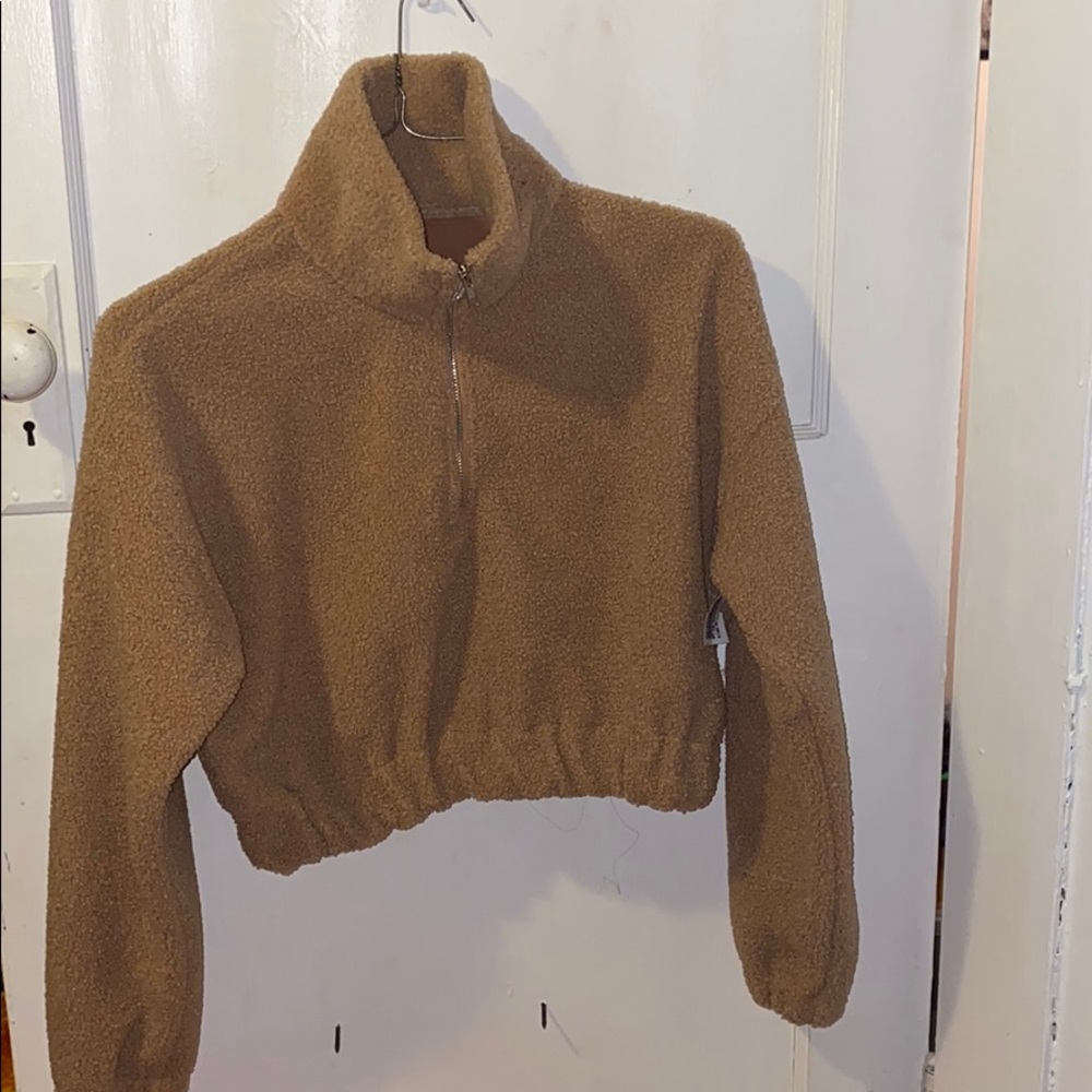 cropped teddy pullover from zaful